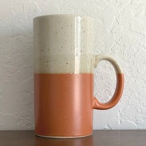 Vintage Tall Skinny Mug Orange Striped Otagiri Japan Speckle Glazed Coffee Cup